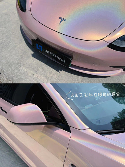 Veintone Glossy Laser Light Pink Car Vinyl Wrap | Glossy Laser Light Pink Car Color Change Wrap