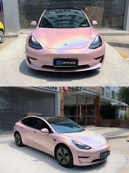 Veintone Glossy Laser Light Pink Car Vinyl Wrap | Glossy Laser Light Pink Car Color Change Wrap