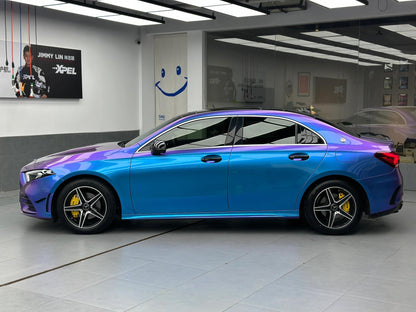 Veintone Glossy Auroral Blue Purple Vinyl Car Wrap | High-Gloss Iridescent Blue-Purple Chameleon Wrap | Color-Shifting Vinyl Film