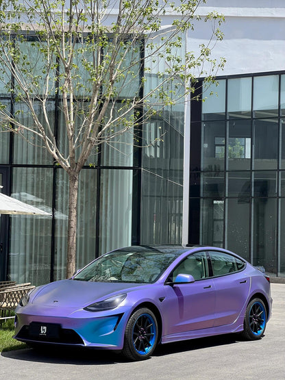 Veintone Matte Auroral Blue Purple Vinyl Car Wrap | Color-Shifting Satin Blue-Purple Chameleon Wrap | Ultra-Matte Iridescent Vehicle Film