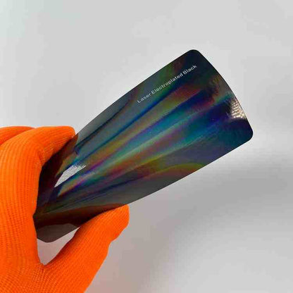 Veintone Laser Electroplate Black Vinyl Car Wrap | Holographic Gloss Black Chrome Wrap Film | Futuristic Mirror Effect Vinyl