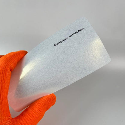 Veintone Glossy Diamond Gold White Vinyl Car Wrap – Sparkling White Wrap with Subtle Gold Flake for Luxury Automotive Styling