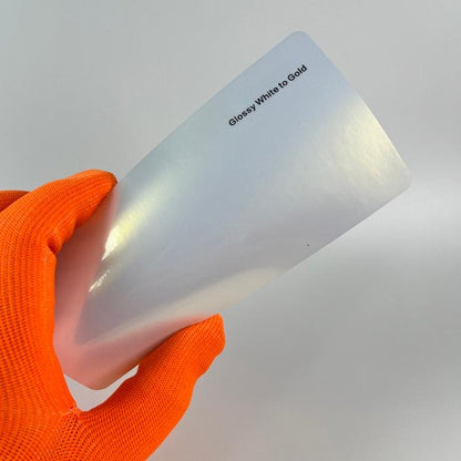 Veintone Glossy White to Gold Vinyl Car Wrap – Dynamic Color-Shifting Wrap from Pearl White to Radiant Gold