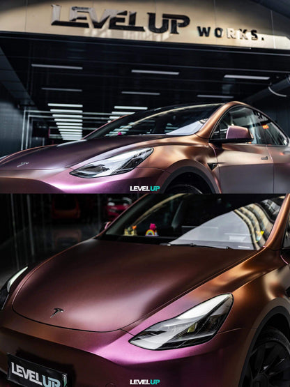 Veintone Matte Diamond Night Brown Red Vinyl Car Wrap | Satin Metallic Brown-Red Wrap | Premium Dual-Tone Auto Film