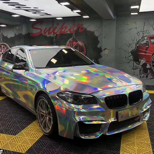 Veintone PET Laser Silver Vinyl Car Wrap – High-Gloss Laser Silver Film for Durable & Sleek Automotive Styling